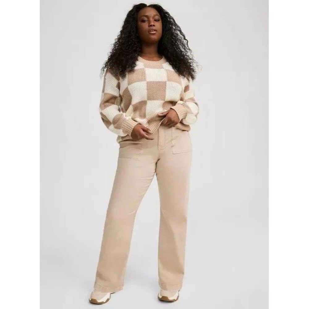 Torrid High Rise Straight Utility Pant In Tea Stain Size 20T Stretchy Comfy